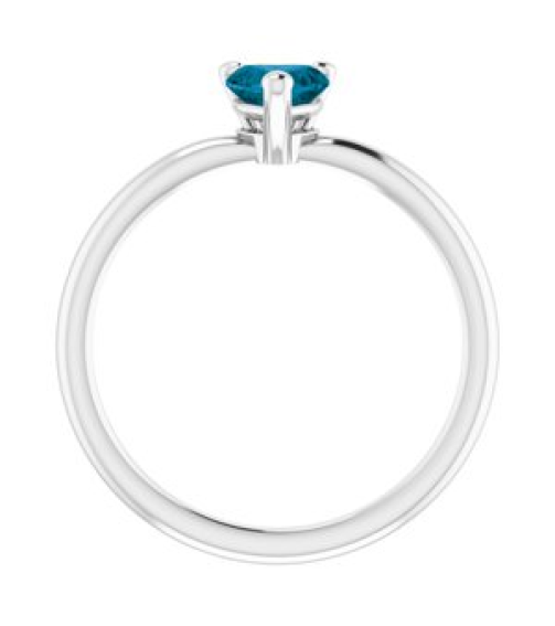 72309 Ring Set Sterling Silver Natural London Blue Topaz Heart 5 X 5 Mm Polished Natural London Blue Topaz Solitaire Ring