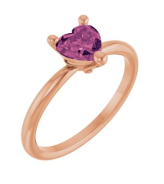 72309 Ring Set 14K Rose Natural Pink Tourmaline Heart 6 X 6 Mm Polished Natural Pink Tourmaline Solitaire Ring
