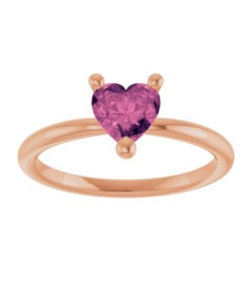 72309 Ring Set 14K Rose Natural Pink Tourmaline Heart 6 X 6 Mm Polished Natural Pink Tourmaline Solitaire Ring
