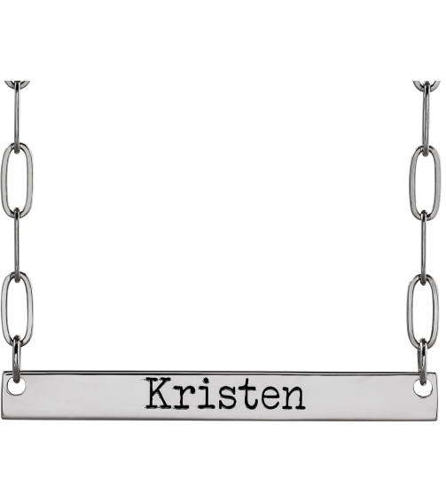 88328 Necklace Sterling Silver 34 X 4 Mm 18 In Polished Engravable Bar Necklace