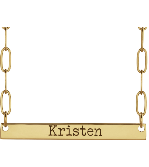 88328 Necklace 14K Yellow 34 X 4 Mm 18 In Polished Engravable Bar Necklace