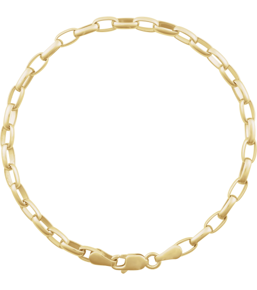 Ch1227 14K Yellow Cable 3.9 Mm 7 In Lobster Clasp Polished Puffed Oval Cable Chain