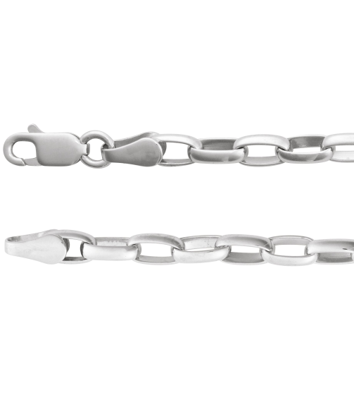 Ch1227 Sterling Silver Cable 3.9 Mm 7 In Lobster Clasp Polished Puffed Oval Cable Chain