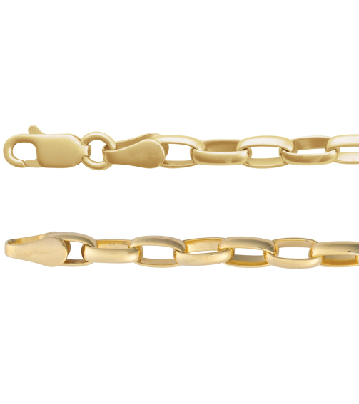 Ch1227 18K Yellow Gold-Plated Sterling Silver Cable 3.9 Mm 7 In Lobster Clasp Polished Puffed Oval Cable Chain