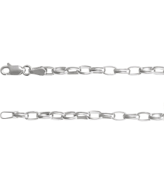 Ch1227 Sterling Silver Cable 3.9 Mm 18 In Lobster Clasp Polished Puffed Oval Cable Chain