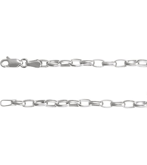 Ch1227 Sterling Silver Cable 3.9 Mm 18 In Lobster Clasp Polished Puffed Oval Cable Chain