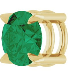 88436 Pendant Set 14K Yellow Round Lab-Grown Emerald 6 Mm Polished Lab-Grown Emerald Solitaire Slide Pendant