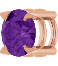88436 Pendant Set 14K Rose Round Natural Amethyst 6 Mm Polished Natural Amethyst Solitaire Slide Pendant