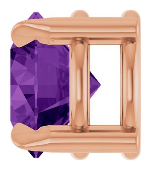 88436 Pendant Set 14K Rose Round Natural Amethyst 6 Mm Polished Natural Amethyst Solitaire Slide Pendant