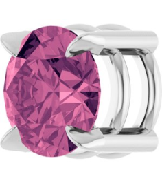 88436 Pendant Set 14K White Round Natural Pink Tourmaline 6 Mm Polished Natural Pink Tourmaline Solitaire Slide Pendant