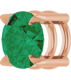 88436 Pendant Set 14K Rose Round Lab-Grown Emerald 6 Mm Polished Lab-Grown Emerald Solitaire Slide Pendant