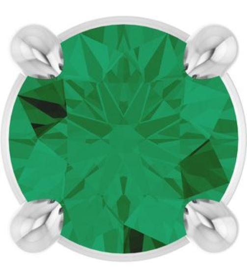 88436 Pendant Set 14K White Round Lab-Grown Emerald 4 Mm Polished Lab-Grown Emerald Solitaire Slide Pendant