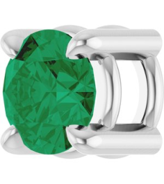 88436 Pendant Set 14K White Round Lab-Grown Emerald 4 Mm Polished Lab-Grown Emerald Solitaire Slide Pendant