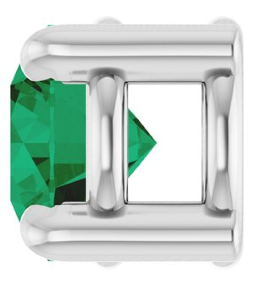 88436 Pendant Set 14K White Round Lab-Grown Emerald 4 Mm Polished Lab-Grown Emerald Solitaire Slide Pendant