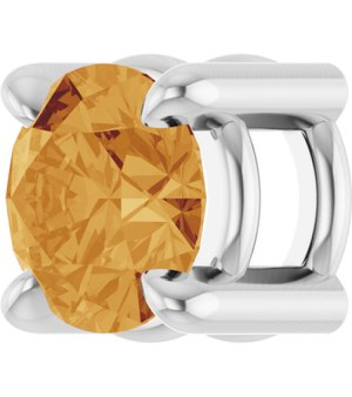 88436 Pendant Set Platinum Round Natural Citrine 4 Mm Polished Natural Citrine Solitaire Slide Pendant