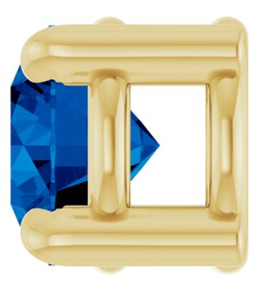 88436 Pendant Set 14K Yellow Round Lab-Grown Blue Sapphire 4 Mm Polished Lab-Grown Blue Sapphire Solitaire Slide Pendant