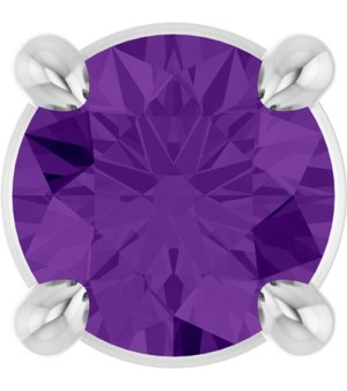 88436 Pendant Set Platinum Round Natural Amethyst 4 Mm Polished Natural Amethyst Solitaire Slide Pendant