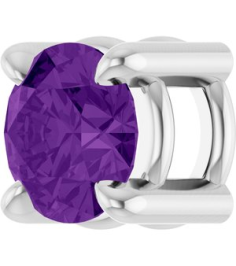 88436 Pendant Set Platinum Round Natural Amethyst 4 Mm Polished Natural Amethyst Solitaire Slide Pendant