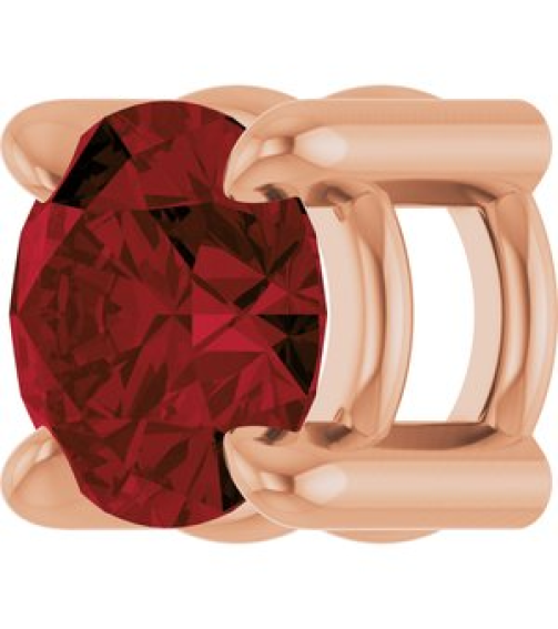 88436 Pendant Set 14K Rose Round Natural Mozambique Garnet 4 Mm Polished Natural Mozambique Garnet Solitaire Slide Pendant