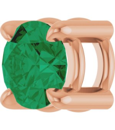 88436 Pendant Set 14K Rose Round Lab-Grown Emerald 4 Mm Polished Lab-Grown Emerald Solitaire Slide Pendant