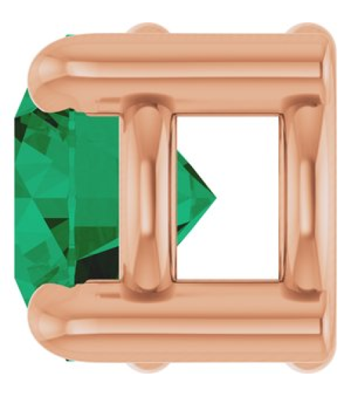88436 Pendant Set 14K Rose Round Lab-Grown Emerald 4 Mm Polished Lab-Grown Emerald Solitaire Slide Pendant