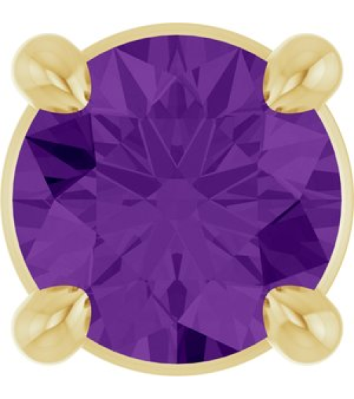 88436 Pendant Set 14K Yellow Round Natural Amethyst 4 Mm Polished Natural Amethyst Solitaire Slide Pendant