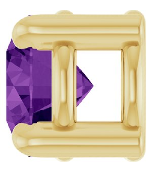 88436 Pendant Set 14K Yellow Round Natural Amethyst 4 Mm Polished Natural Amethyst Solitaire Slide Pendant