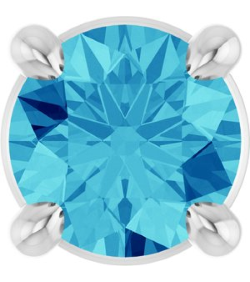 88436 Pendant Set Platinum Round Natural Blue Zircon 4 Mm Polished Natural Blue Zircon Solitaire Slide Pendant
