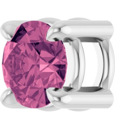 88436 Pendant Set Sterling Silver Round Natural Pink Tourmaline 4 Mm Polished Natural Pink Tourmaline Solitaire Slide Pendant