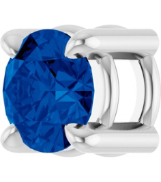 88436 Pendant Set 14K White Round Lab-Grown Blue Sapphire 4 Mm Polished Lab-Grown Blue Sapphire Solitaire Slide Pendant