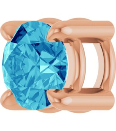 88436 Pendant Set 14K Rose Round Natural Blue Zircon 4 Mm Polished Natural Blue Zircon Solitaire Slide Pendant