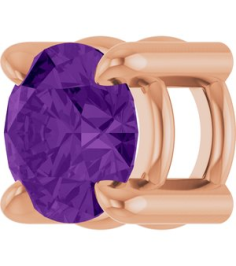 88436 Pendant Set 14K Rose Round Natural Amethyst 4 Mm Polished Natural Amethyst Solitaire Slide Pendant