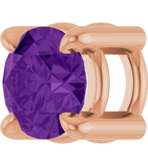 88436 Pendant Set 14K Rose Round Natural Amethyst 4 Mm Polished Natural Amethyst Solitaire Slide Pendant