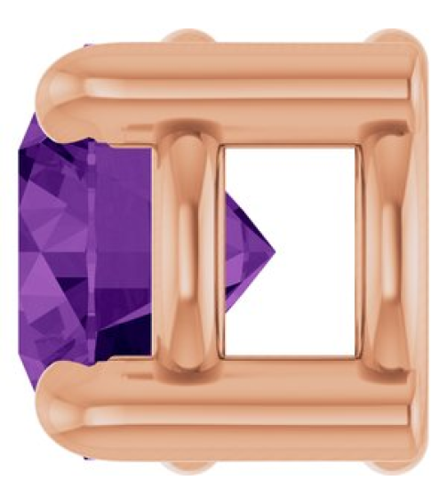 88436 Pendant Set 14K Rose Round Natural Amethyst 4 Mm Polished Natural Amethyst Solitaire Slide Pendant