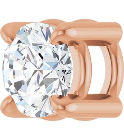 88436 Pendant Set 14K Rose Round Natural White Sapphire 4 Mm Polished Natural White Sapphire Solitaire Slide Pendant