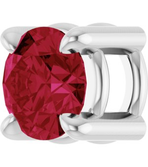 88436 Pendant Set 14K White Round Natural Ruby 4 Mm Polished Natural Ruby Solitaire Slide Pendant