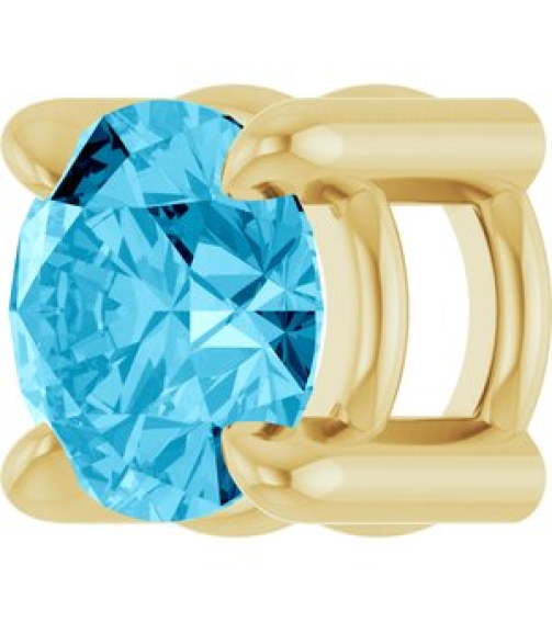 88436 Pendant Set 14K Yellow Round Natural Aquamarine 4 Mm Polished Natural Aquamarine Solitaire Slide Pendant