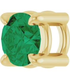 88436 Pendant Set 14K Yellow Round Lab-Grown Emerald 4 Mm Polished Lab-Grown Emerald Solitaire Slide Pendant