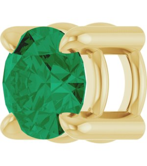 88436 Pendant Set 14K Yellow Round Lab-Grown Emerald 4 Mm Polished Lab-Grown Emerald Solitaire Slide Pendant