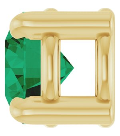 88436 Pendant Set 14K Yellow Round Lab-Grown Emerald 4 Mm Polished Lab-Grown Emerald Solitaire Slide Pendant