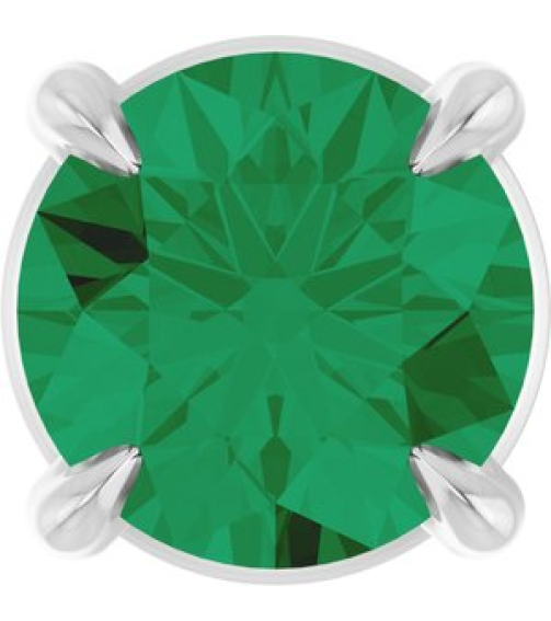 88436 Pendant Set 14K White Round Lab-Grown Emerald 5 Mm Polished Lab-Grown Emerald Solitaire Slide Pendant