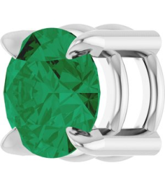 88436 Pendant Set 14K White Round Lab-Grown Emerald 5 Mm Polished Lab-Grown Emerald Solitaire Slide Pendant