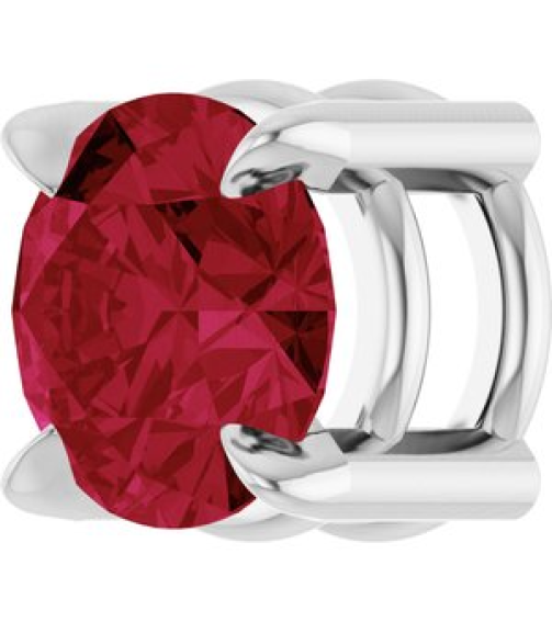 88436 Pendant Set 14K White Round Natural Ruby 5 Mm Polished Natural Ruby Solitaire Slide Pendant