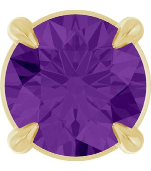 88436 Pendant Set 14K Yellow Round Natural Amethyst 5 Mm Polished Natural Amethyst Solitaire Slide Pendant