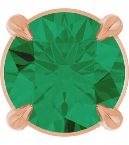 88436 Pendant Set 14K Rose Round Lab-Grown Emerald 5 Mm Polished Lab-Grown Emerald Solitaire Slide Pendant