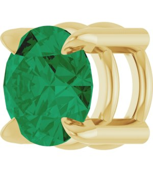 88436 Pendant Set 14K Yellow Round Lab-Grown Emerald 5 Mm Polished Lab-Grown Emerald Solitaire Slide Pendant