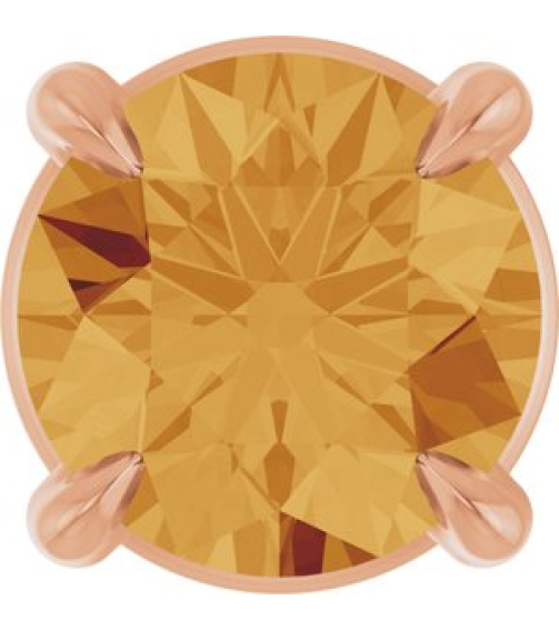 88436 Pendant Set 14K Rose Round Natural Citrine 5 Mm Polished Natural Citrine Solitaire Slide Pendant
