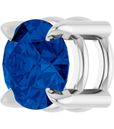 88436 Pendant Set 14K White Round Lab-Grown Blue Sapphire 5 Mm Polished Lab-Grown Blue Sapphire Solitaire Slide Pendant