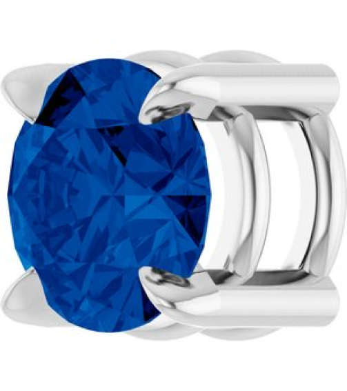 88436 Pendant Set 14K White Round Lab-Grown Blue Sapphire 5 Mm Polished Lab-Grown Blue Sapphire Solitaire Slide Pendant