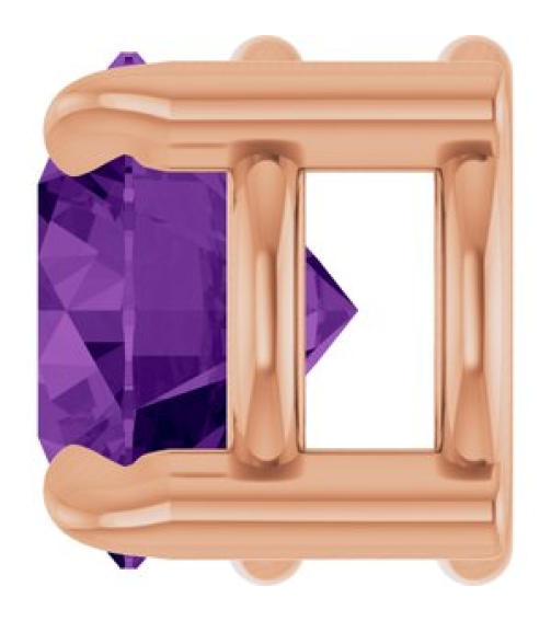 88436 Pendant Set 14K Rose Round Natural Amethyst 5 Mm Polished Natural Amethyst Solitaire Slide Pendant